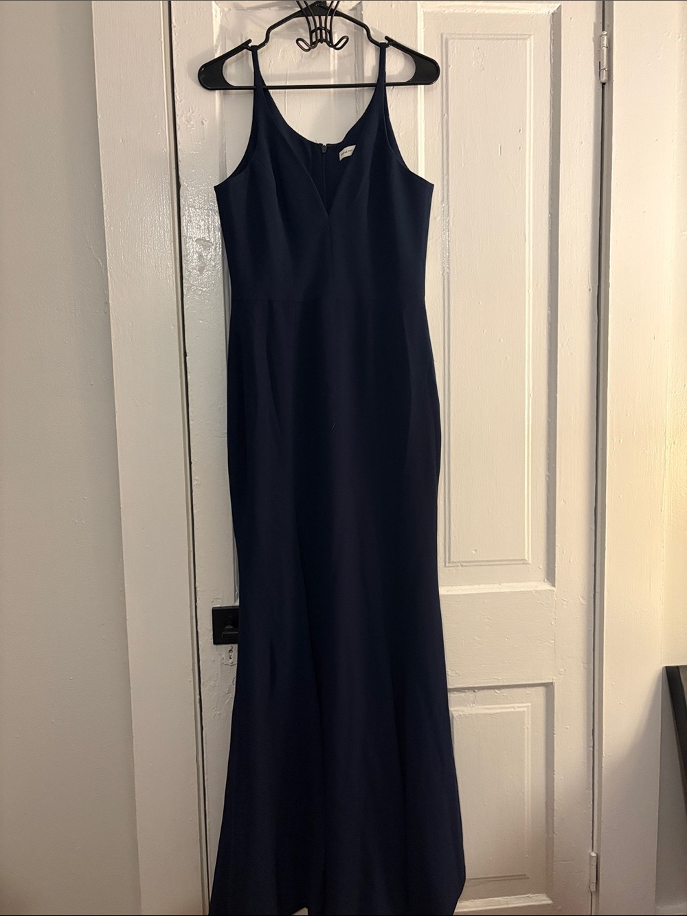 Dress the Population Iris Slit Gown - Navy Blue Spaghetti-Strap Maxi Dress
